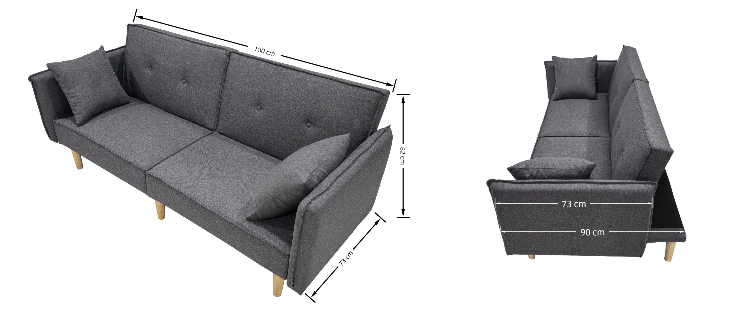 Finnley Two Seat Sofa Bed - Grey - Image 7