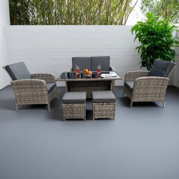 Harriet 6-Piece Rattan Wicker Relaxed Garden Dining Set