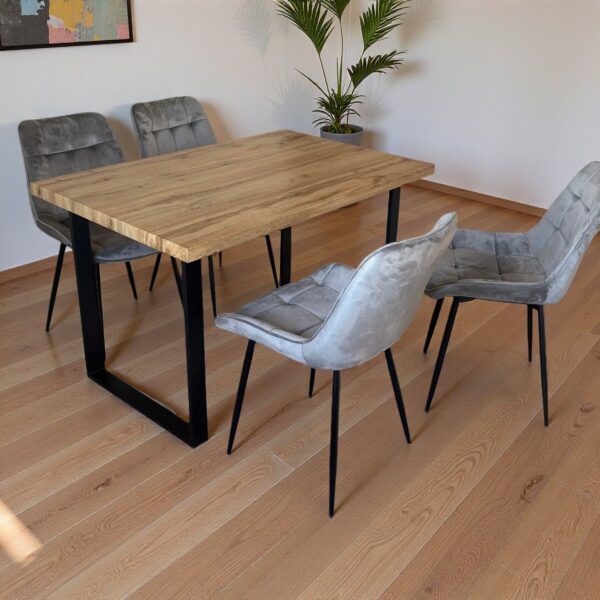 Margot Dining Table with 4 Erica Velvet Chairs - Grey