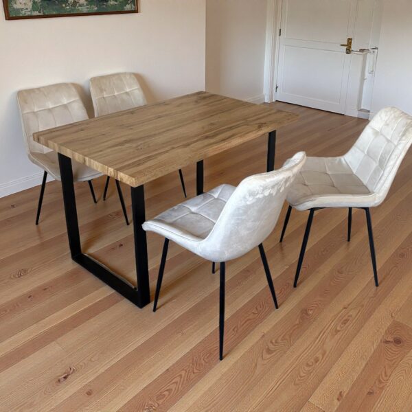 Margot Dining Table with 4 Erica Velvet Chairs - Cream