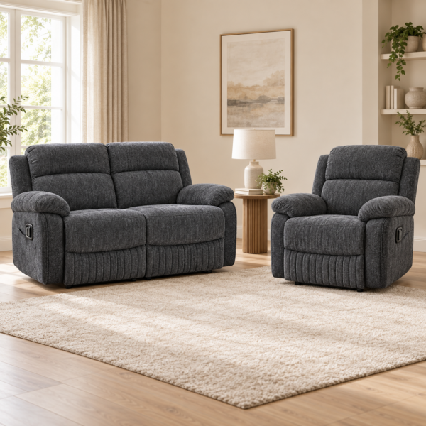 The Rosie-Grey Charcoal Massage Recliner Collection – 2+1