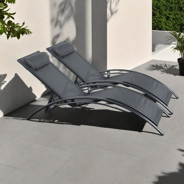 Pair of Esme Sun Loungers - Set of 2 - Black