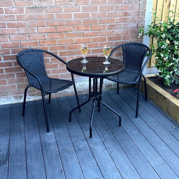 The Edie 2 Seat Modern Rattan Bistro Set - 2 Colours - Black