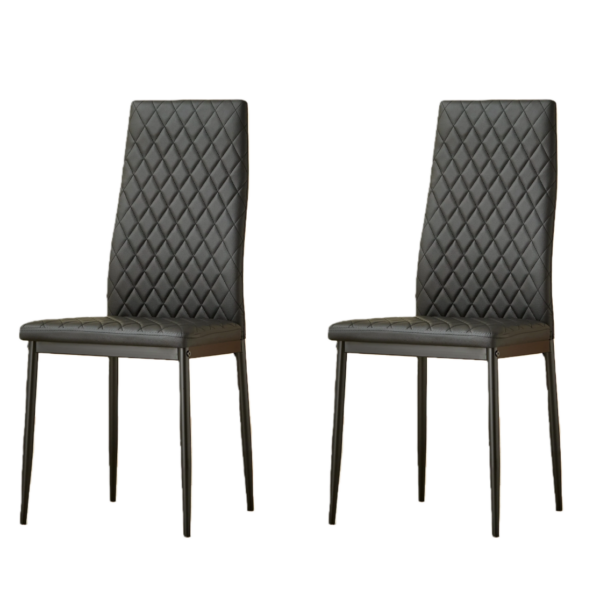 Emily Leather Comfort Dining Chairs - Set of 4 - Black