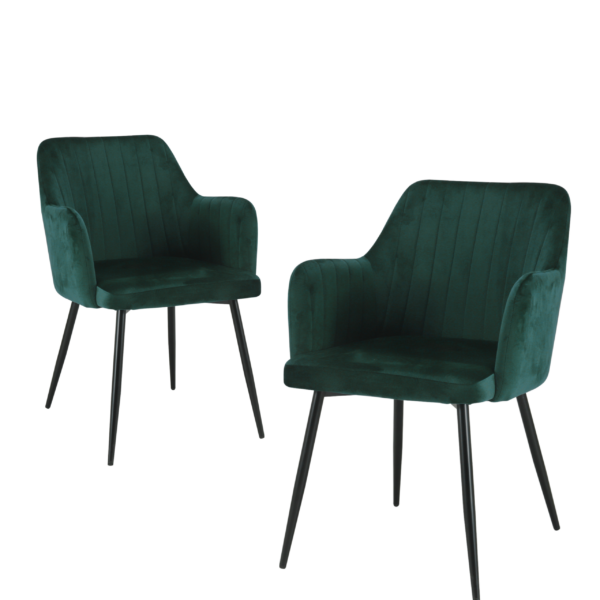 Charlotte Velvet Comfort Dining Chairs - Set of 2 - Green