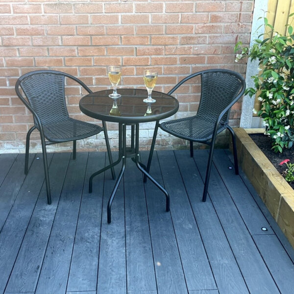 The Edie 2 Seat Modern Rattan Bistro Set - 2 Colours - Grey