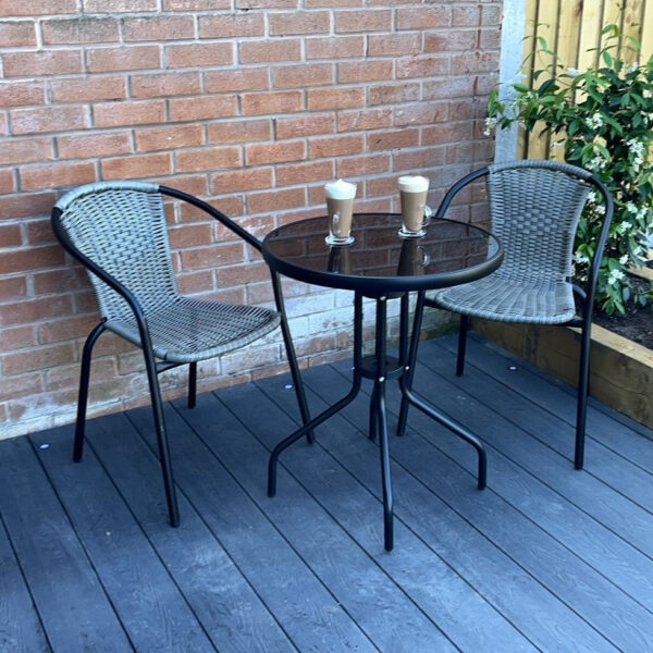 The Edie 2 Seat Modern Rattan Bistro Set - 2 Colours