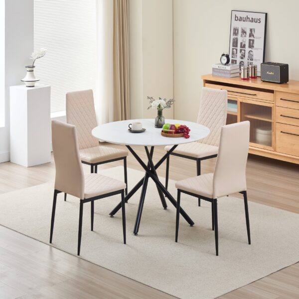 Reuben Dining Table with 4 Emily Leather Chairs - Green