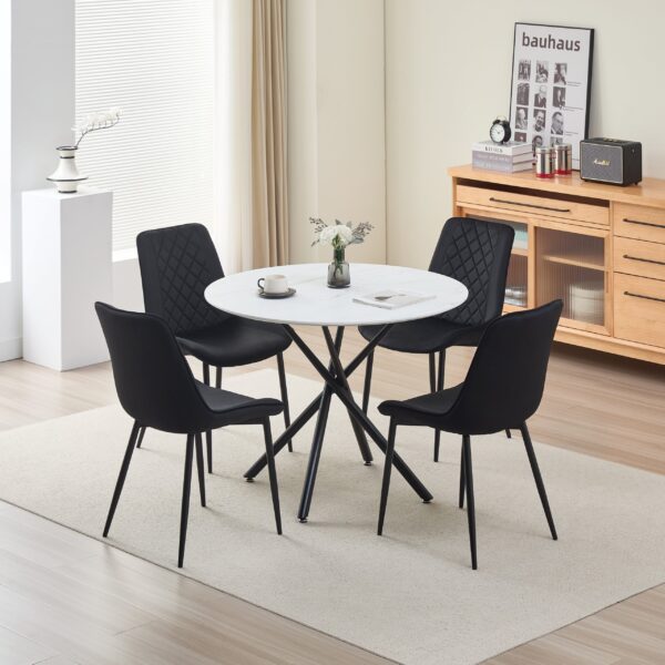 Reuben Dining Table with 4 Amelia Velvet Chairs - Black