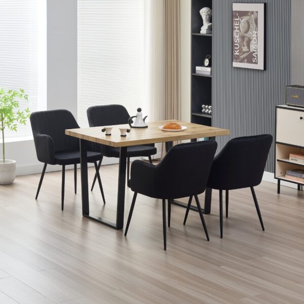 Margot Dining Table with 4 Charlotte Velvet Chairs - Black
