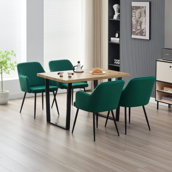 Margot Dining Table with 4 Charlotte Velvet Chairs - Green