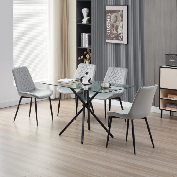 Skyla-Mae Dining Table with 4 Amelia Velvet Chairs - Grey