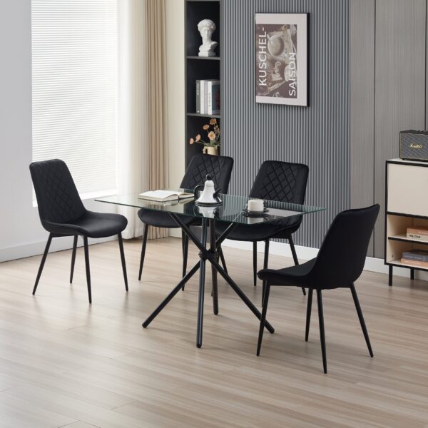 Skyla-Mae Dining Table with 4 Amelia Velvet Chairs