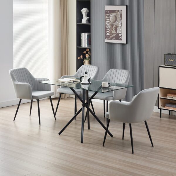 Skyla-Mae Dining Table with 4 Charlotte Velvet Chairs