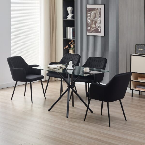 Skyla-Mae Dining Table with 4 Charlotte Velvet Chairs - Black