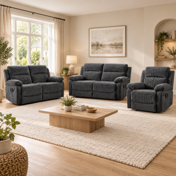The Rosie-Grey Charcoal Massage Recliner Collection – 2+2+1