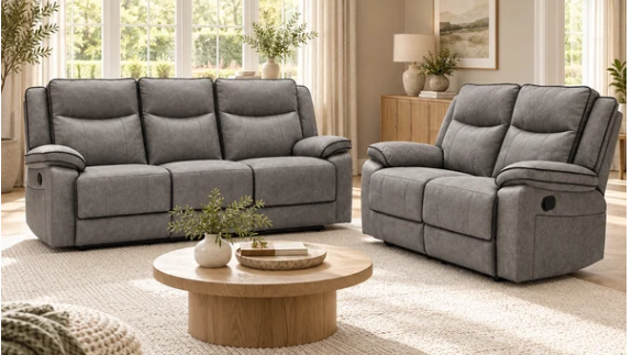 The Tia-Rose Grey Manual Recliner Collection - 3+2