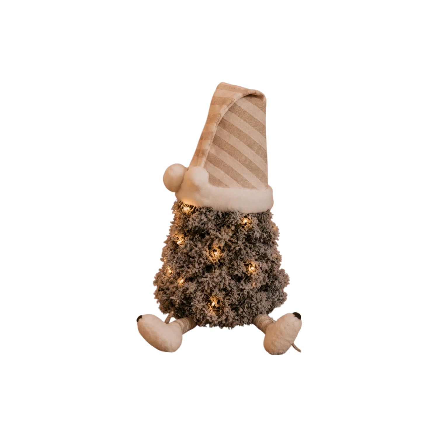 Flocked mini tree gonk with striped nightcap and dangly legs - Image 3
