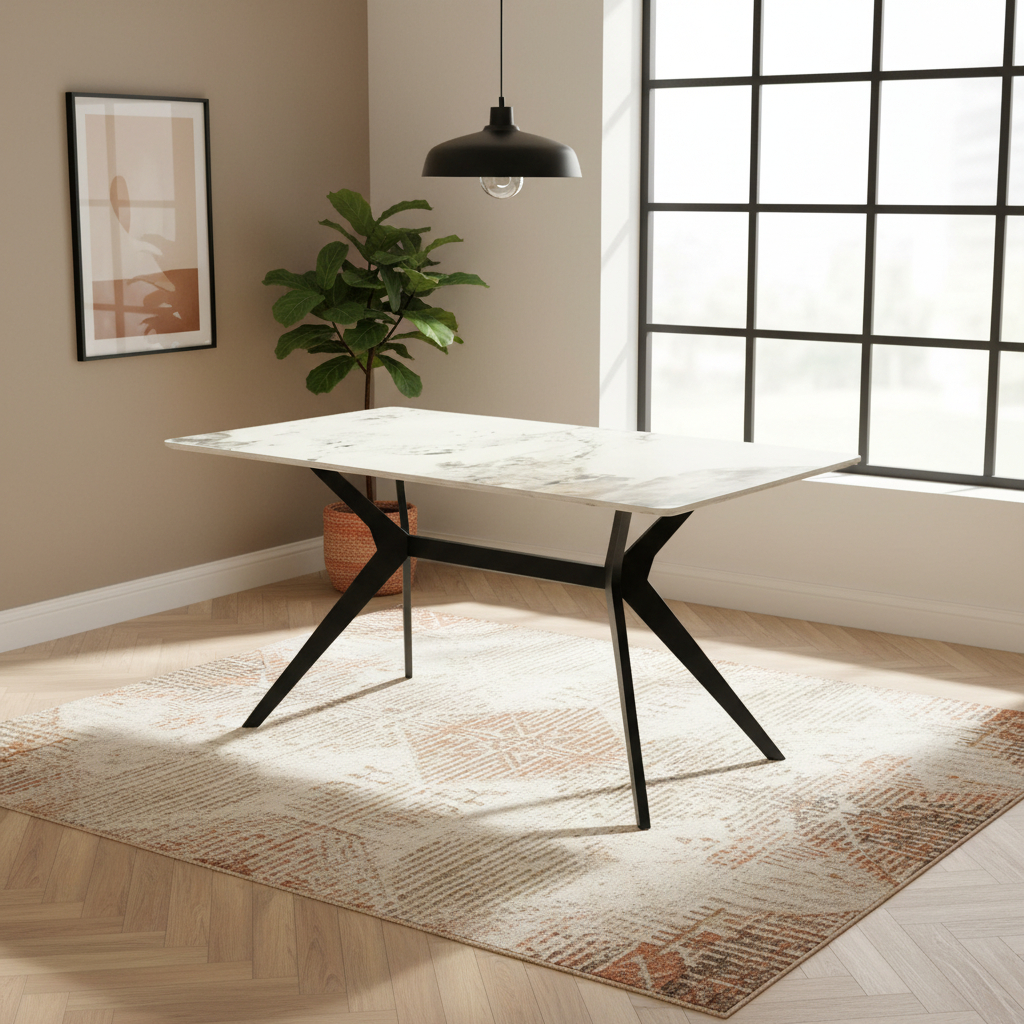 Darcie Marble Top Rectangular Dining Table