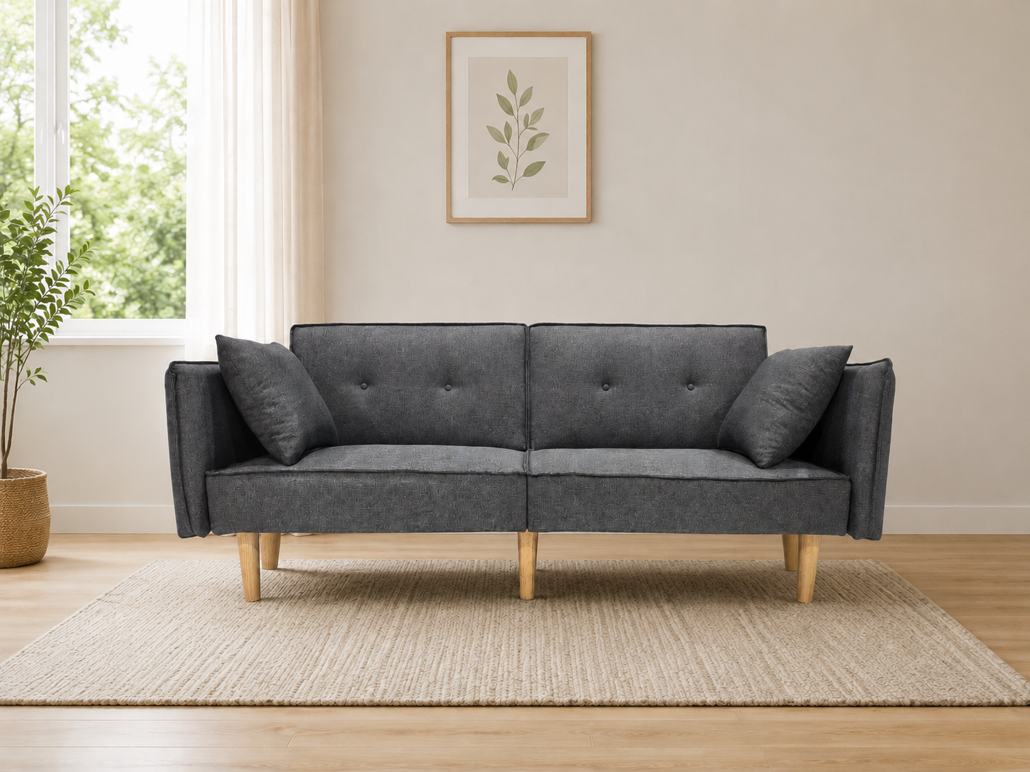 Finnley Two Seat Sofa Bed - Grey