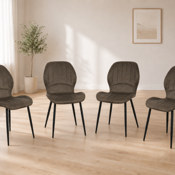 Jaydn Distressed Leather Comfort Dining Chairs - Set of 4 - Grey