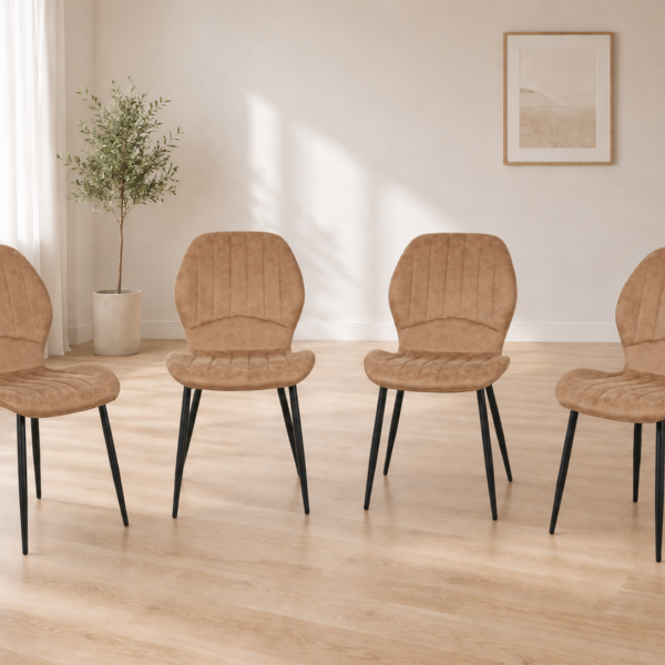 Jaydn Distressed Leather Comfort Dining Chairs - Set of 4 - Brown