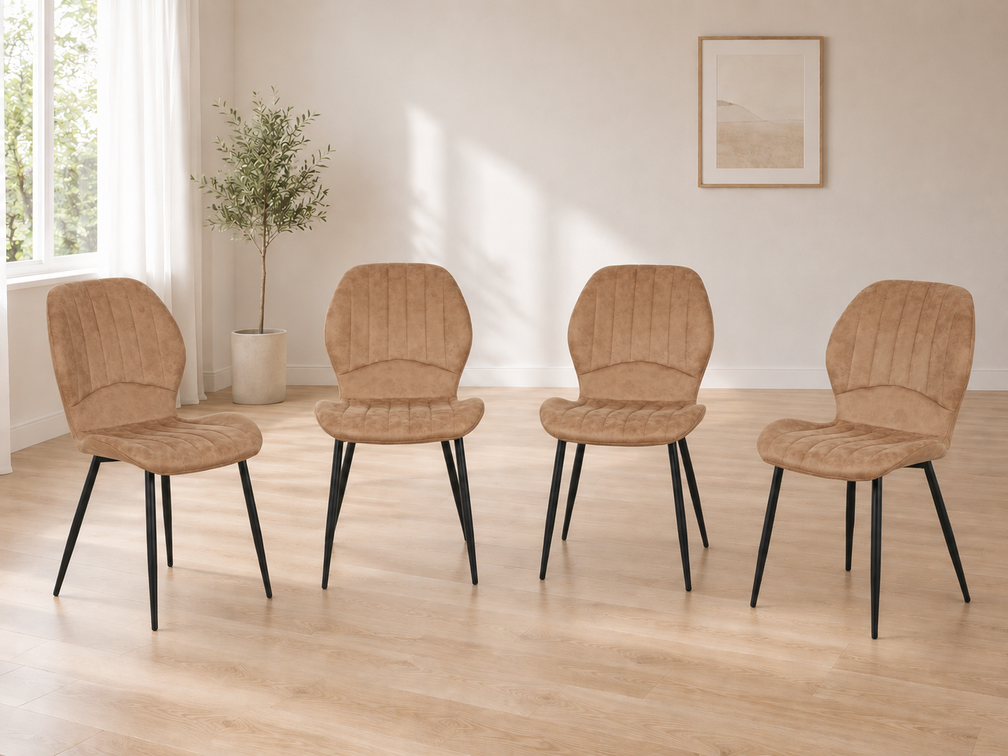 Jaydn Distressed Leather Comfort Dining Chairs - Set of 4 - Brown