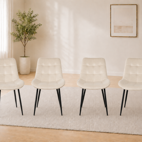 Erica Plush Velvet Comfort Dining Chairs - Set of 4 - Beige