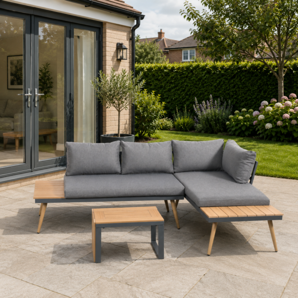 Billie-Rae Metal and Contemporary Poly-Wood Sectional Corner Garden Set