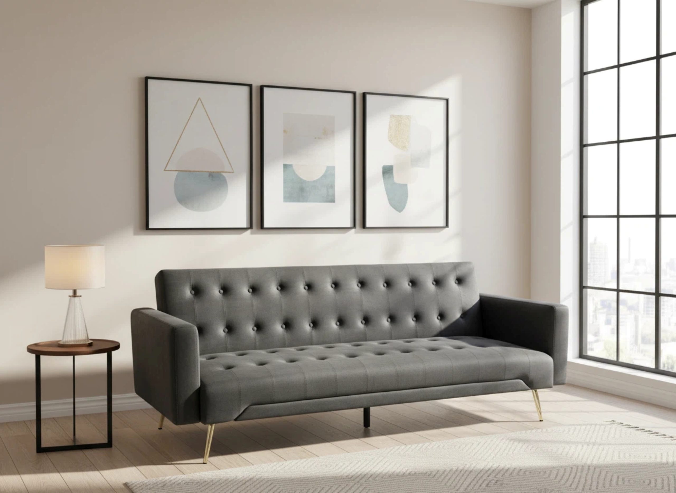 Olivia 3 Seat Sofa Bed Set - 2 Colours - Grey