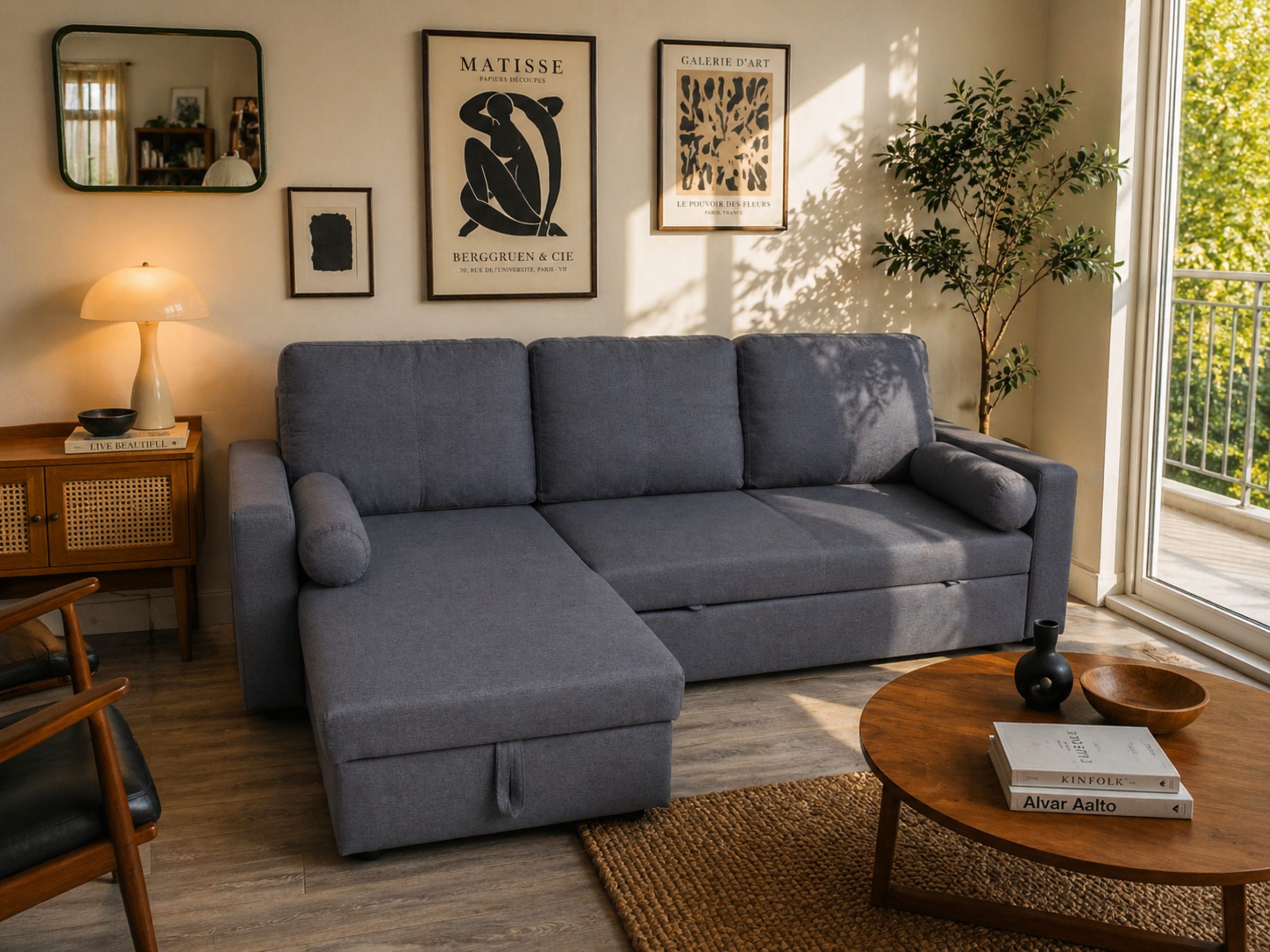 Pearl 3 Seat Corner Sofa Bed Set - Left or Right - Grey