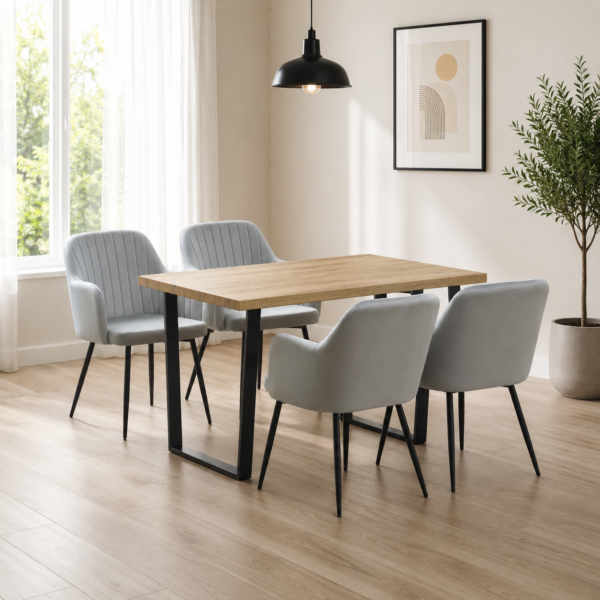 Margot Dining Table with 4 Charlotte Velvet Chairs