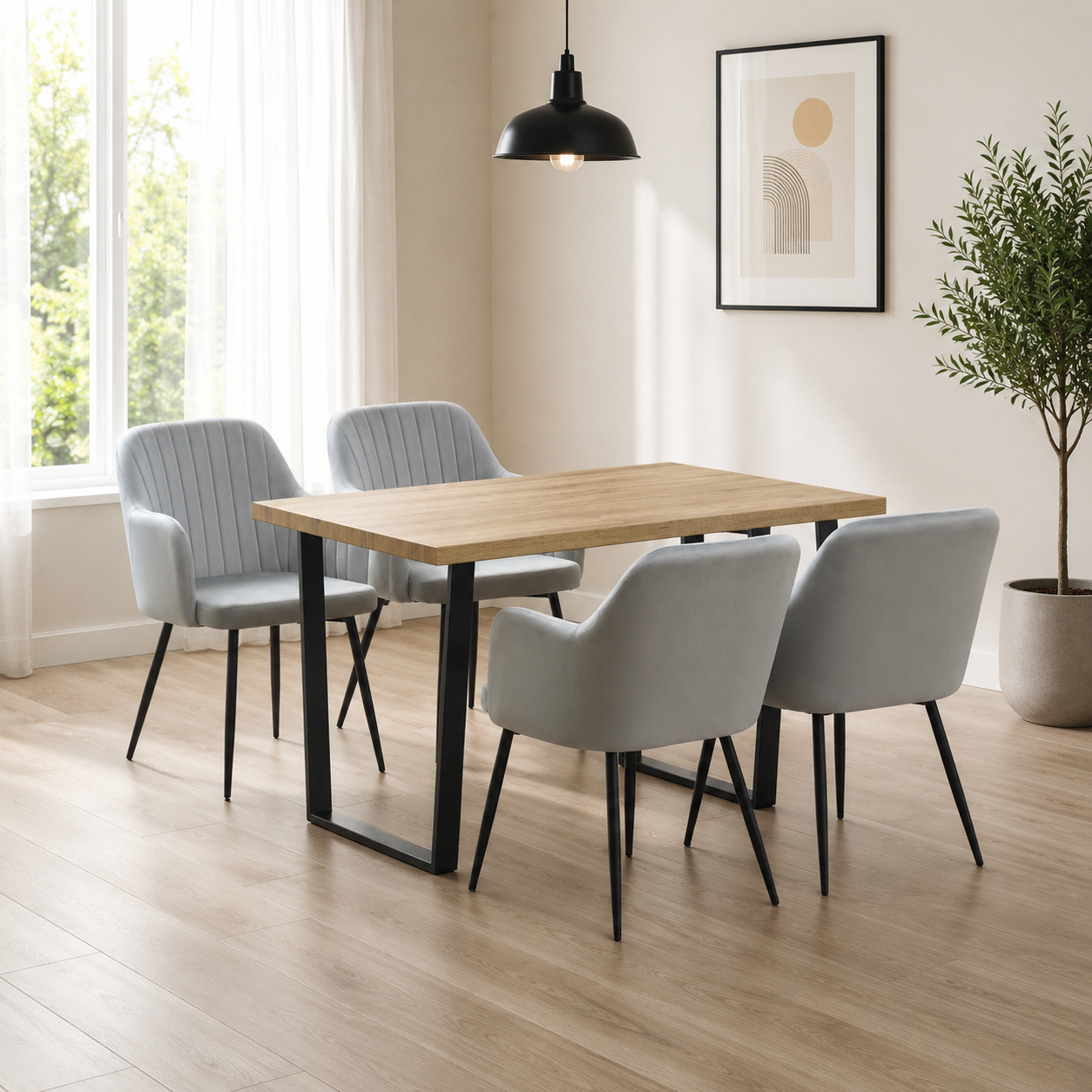 Margot Dining Table with 4 Charlotte Velvet Chairs