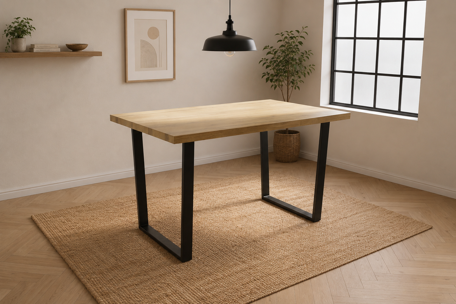 Margot Oak Dining Table with Industrial Black Legs