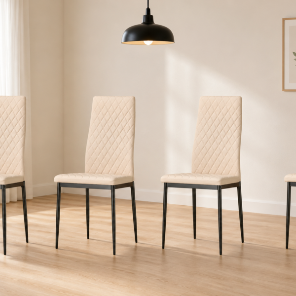 Emily Leather Comfort Dining Chairs - Set of 4 - Pink