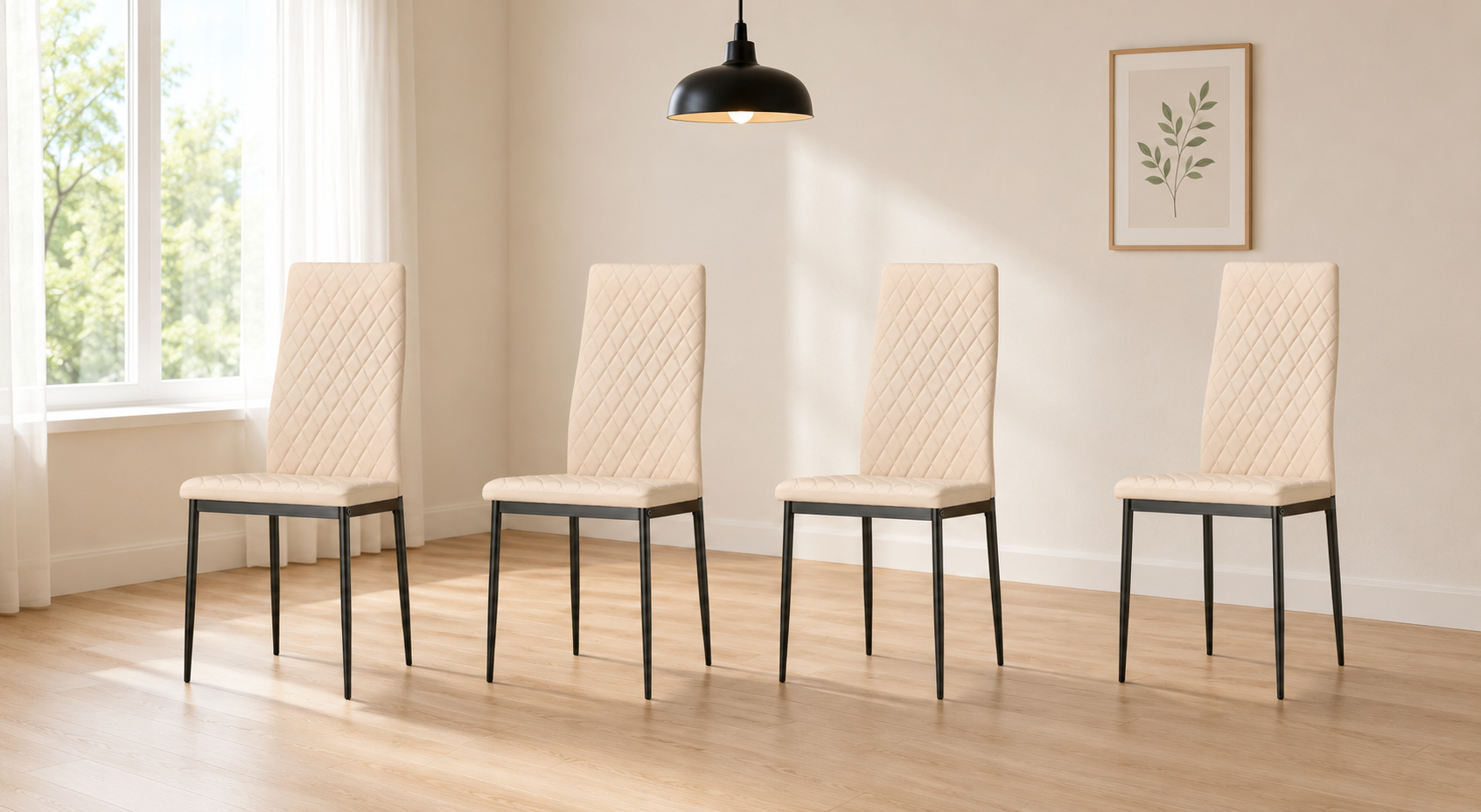 Emily Leather Comfort Dining Chairs - Set of 4 - Pink