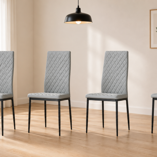 Emily Leather Comfort Dining Chairs - Set of 4 - Grey