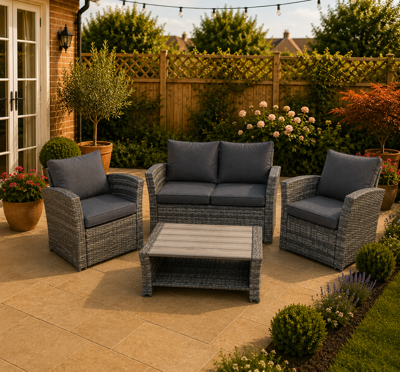 The Seth 4 Seat Rattan Sofa Lounge Set