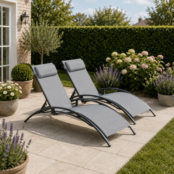 Pair of Esme Sun Loungers - Set of 2 - Grey