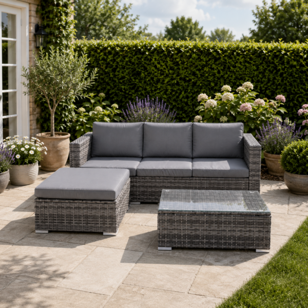 Milo Grey 4 Seat Rattan Sofa Set with Coffee Table