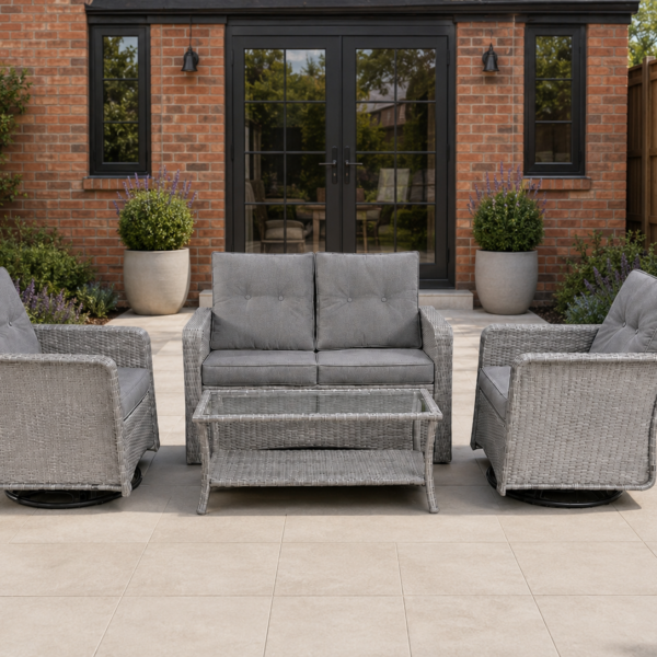 The Hugo 4 Seat Rattan Sofa Lounge Set