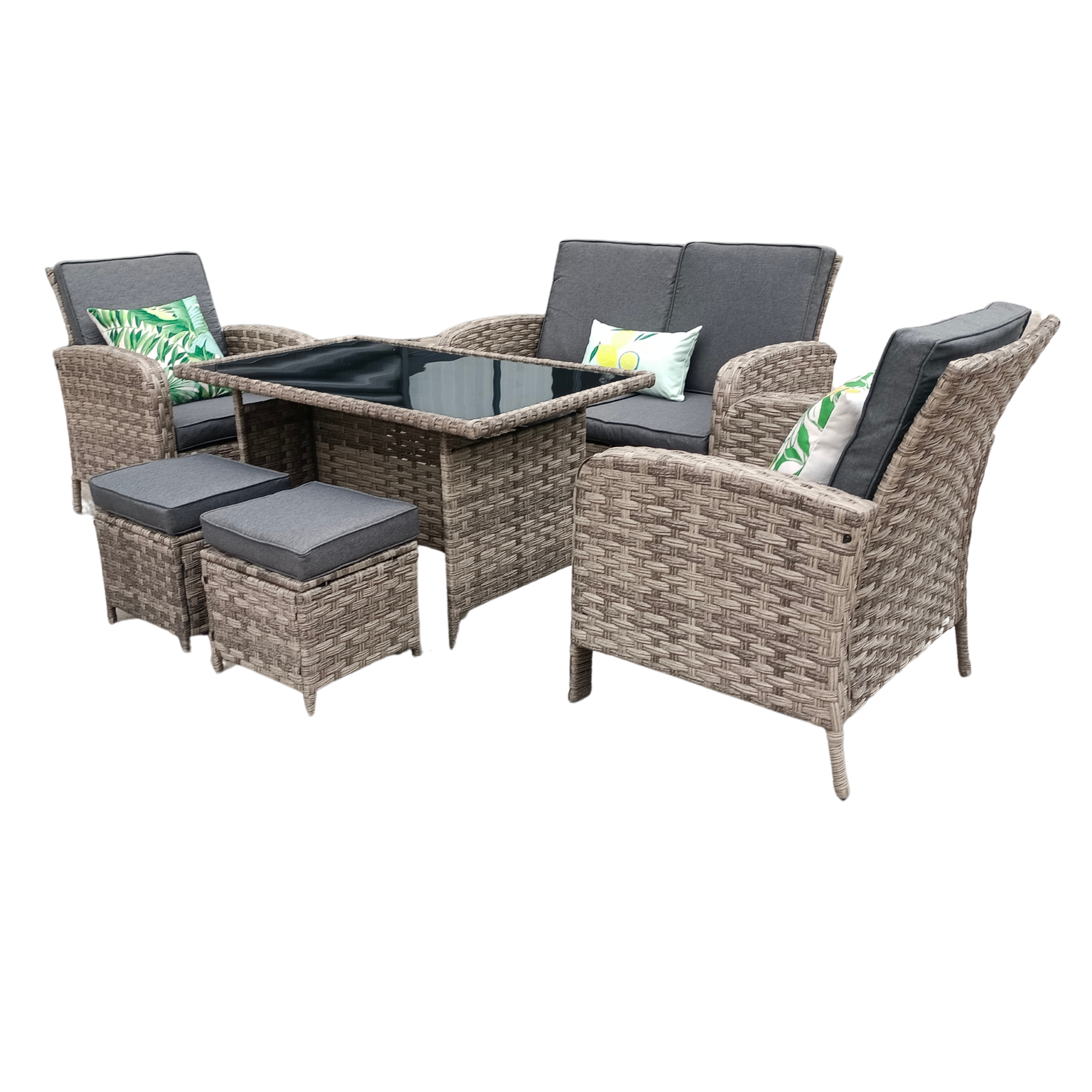 Harriet 6-Piece Rattan Wicker Relaxed Garden Dining Set - Image 7