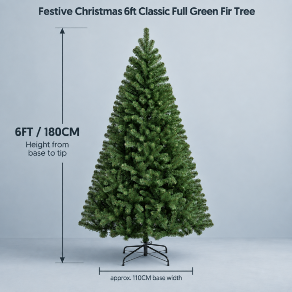 Festive Christmas 6ft Classic Full Green Fir Tree