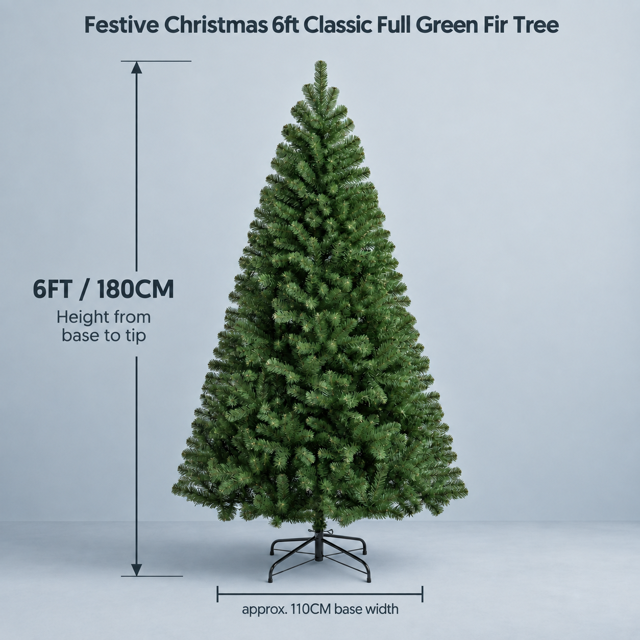 Festive Christmas 6ft Classic Full Green Fir Tree