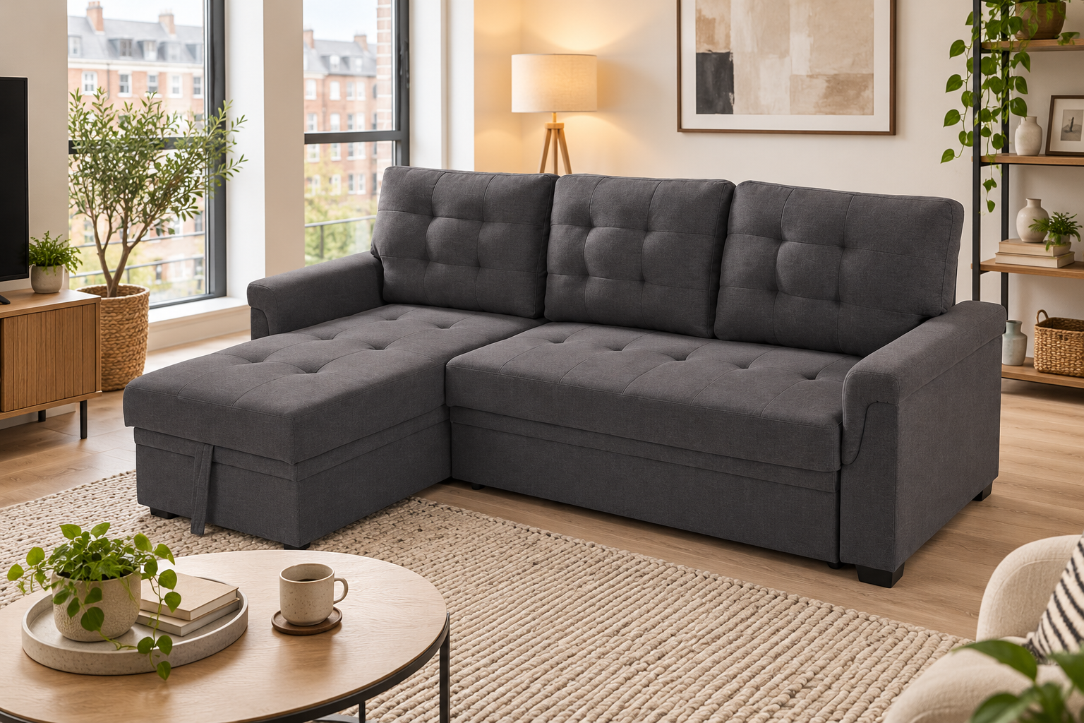 Taylor-May Reversible Corner Sofa Bed with Storage - Image 8