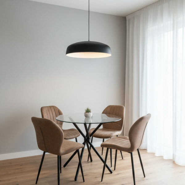 Elsie Dining Table with 4 Jaydn Leather Chairs - Tan