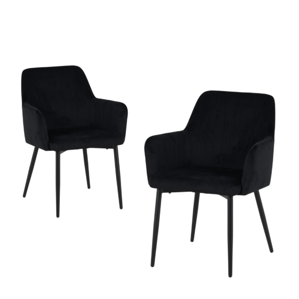 Charlotte Velvet Comfort Dining Chairs - Set of 2 - Black