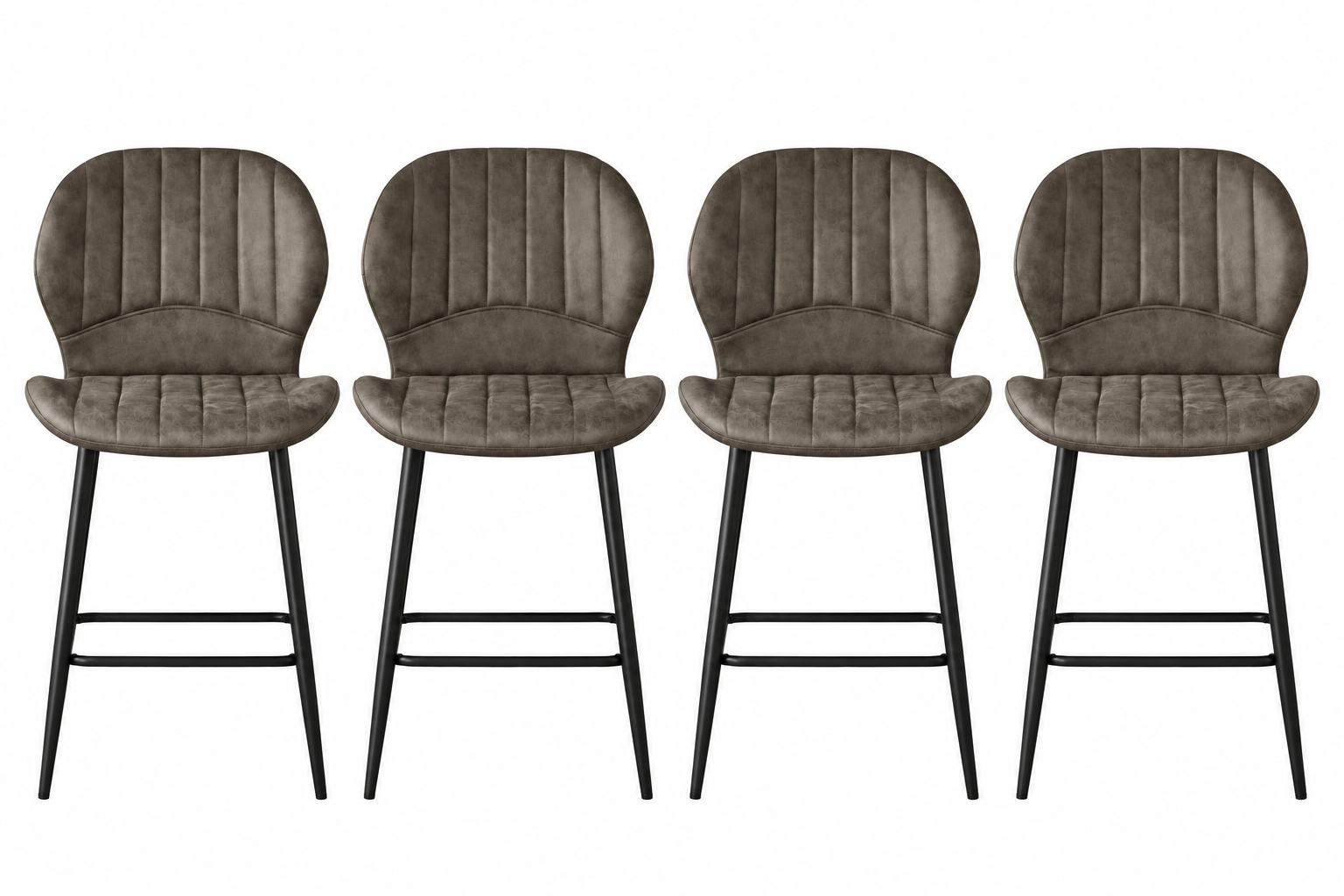 Jaydn Distressed Leather Comfort Bar Stools - Set of 2 - Grey - Image 8