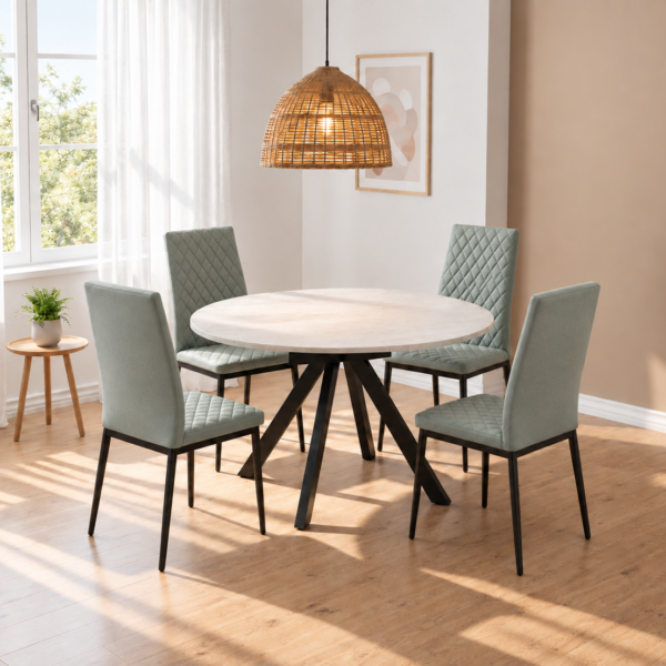 Harley Extendable Dining Table with 4 Emily Chairs - Grey
