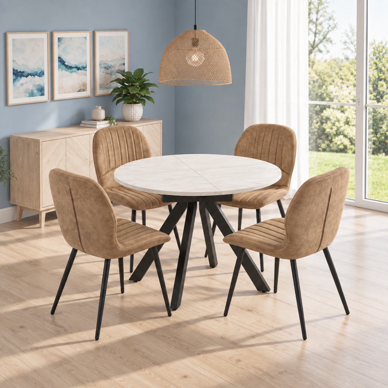 Harley Extendable Dining Table with 4 Jaydn Chairs - Grey - Image 2